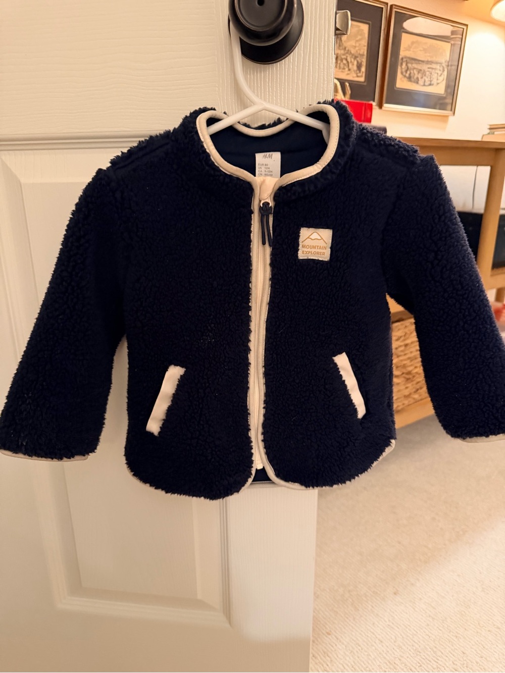 H&M Kids Navy Sherpa Jacket with Cream Trim